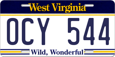 WV license plate OCY544