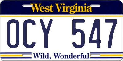 WV license plate OCY547