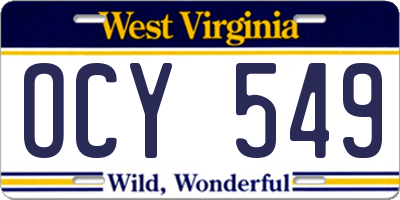 WV license plate OCY549