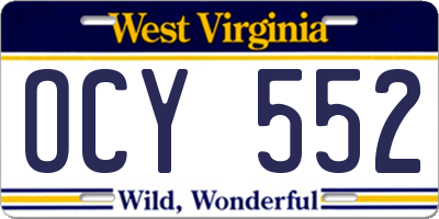 WV license plate OCY552