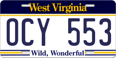 WV license plate OCY553