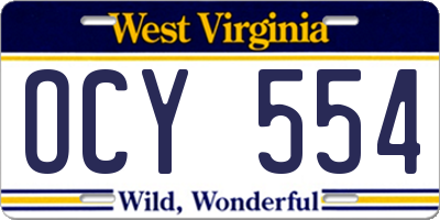 WV license plate OCY554