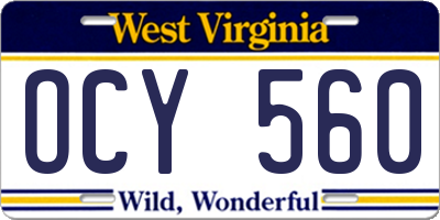 WV license plate OCY560