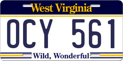 WV license plate OCY561