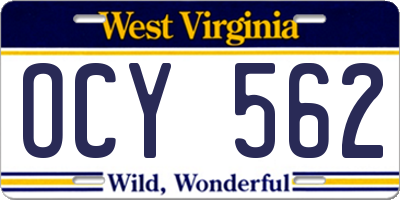 WV license plate OCY562