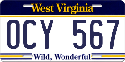 WV license plate OCY567