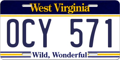 WV license plate OCY571