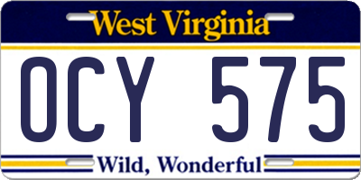 WV license plate OCY575