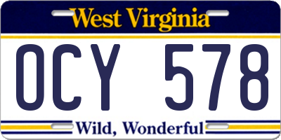 WV license plate OCY578