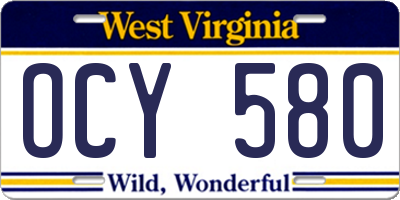 WV license plate OCY580