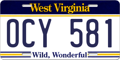 WV license plate OCY581