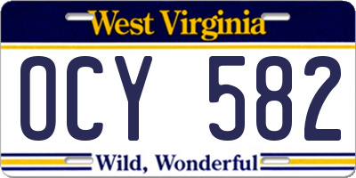 WV license plate OCY582