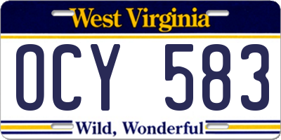 WV license plate OCY583