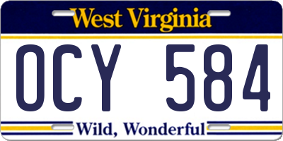 WV license plate OCY584