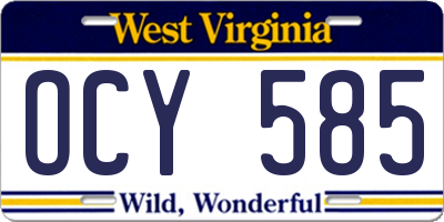 WV license plate OCY585