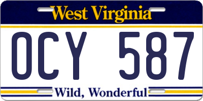 WV license plate OCY587