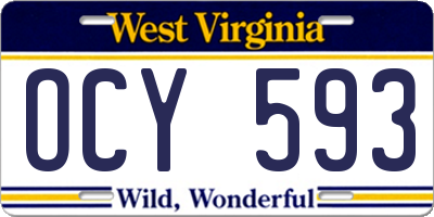 WV license plate OCY593