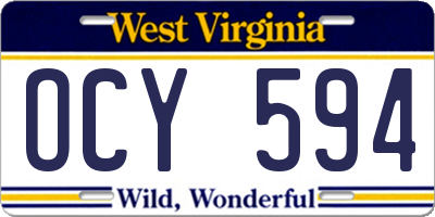 WV license plate OCY594
