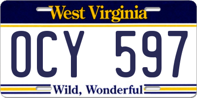 WV license plate OCY597