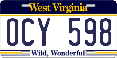 WV license plate OCY598