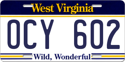WV license plate OCY602