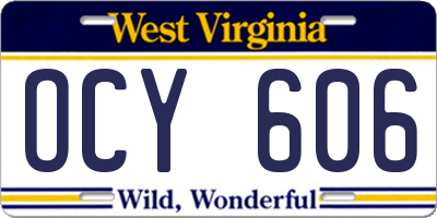 WV license plate OCY606