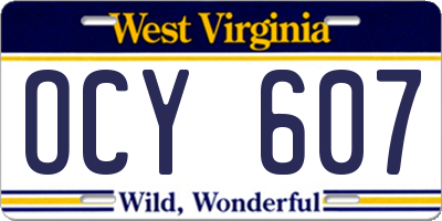 WV license plate OCY607