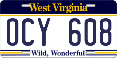 WV license plate OCY608