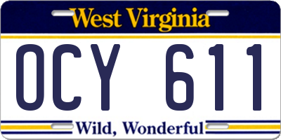 WV license plate OCY611