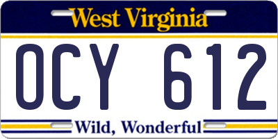 WV license plate OCY612