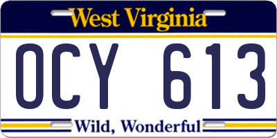 WV license plate OCY613