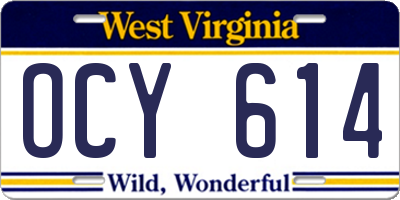 WV license plate OCY614