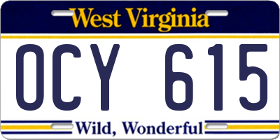 WV license plate OCY615