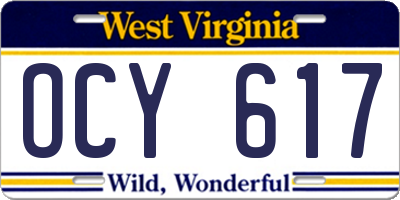 WV license plate OCY617