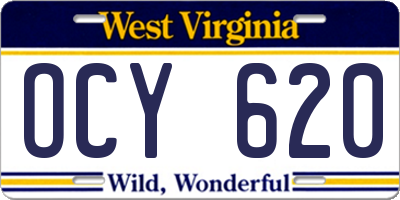 WV license plate OCY620