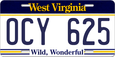 WV license plate OCY625