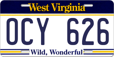 WV license plate OCY626