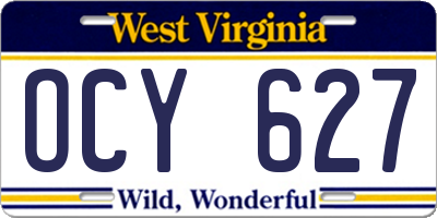 WV license plate OCY627