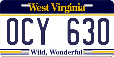 WV license plate OCY630