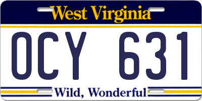 WV license plate OCY631