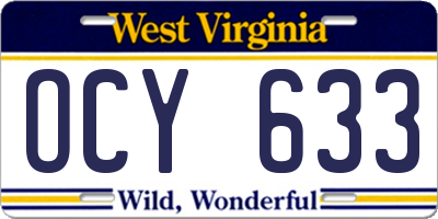 WV license plate OCY633