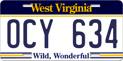 WV license plate OCY634