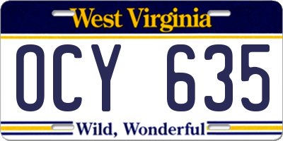 WV license plate OCY635