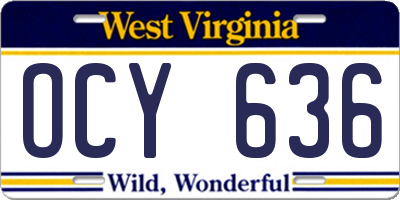 WV license plate OCY636