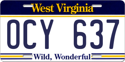 WV license plate OCY637