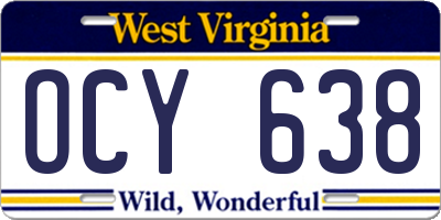 WV license plate OCY638