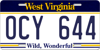 WV license plate OCY644