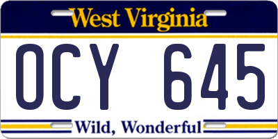 WV license plate OCY645