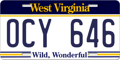 WV license plate OCY646
