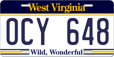WV license plate OCY648